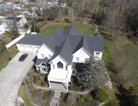 GAF Timberline HD Lifetime Roofing System with Pewter Gray Shingles - South Jersey Roofing | Marlton Roofers, Installation, Repair & More Gaf Timberline Shingles Pewter Gray, Gaf Pewter Gray Shingles, Pewter Gray Shingles, Gaf Timberline Shingles, Timberline Shingles, South Jersey, Pewter Grey, Roof Shingles, Front Elevation