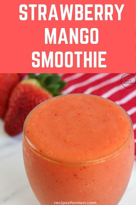 Strawberry Mango Smoothie Bowl, Strawberry Mango Smoothie Recipe, Mango Strawberry Smoothie, Smoothie King Recipes, Frozen Fruit Smoothie Recipes, Strawberry Smoothie Recipe, Mango Smoothie Recipe, Smoothie Without Yogurt, Smoothie Easy