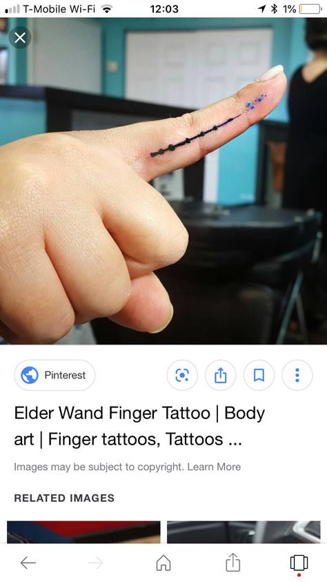 Elder Wand Finger Tattoo, Finger Wand Tattoo, Wand Finger Tattoo, Wand Tattoo, Elder Wand, Ring Tattoos, Finger Tattoo, Harry Potter Wand, Magic Wand