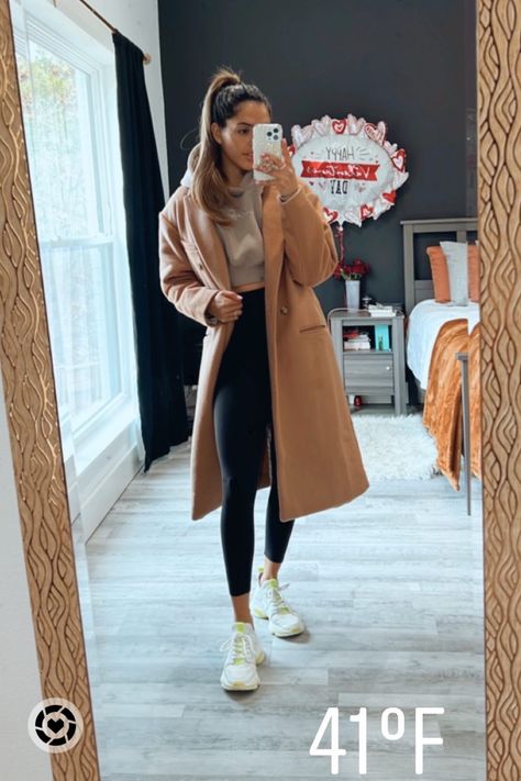 Camel coat, cropped hoodie, black leggings and Steve Madden chunky sneakers. #LTKwinterstyle Follow my shop @Fit_little_bee on the @shop.LTK app to shop this post and get my exclusive app-only content! #liketkit #LTKSeasonal #LTKstyletip #LTKHoliday @shop.ltk https://liketk.it/3Whfn Chunky Sneakers And Leggings Outfit, Hoodie Coat Outfit, Steve Madden Sneakers Outfit, Cloud Pants, Chunky Sneakers Outfit, Cropped Hoodie Outfit, Winter Casual Outfit, Short Women Fashion, Winter Fit