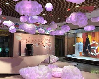 Cloud Chandelier, Art Party Decorations, Hanging Clouds, Cloud Pendant, Cloud Lamp, Artistic Lighting, Big Wall Art, Cloud Lights, Neon Wedding