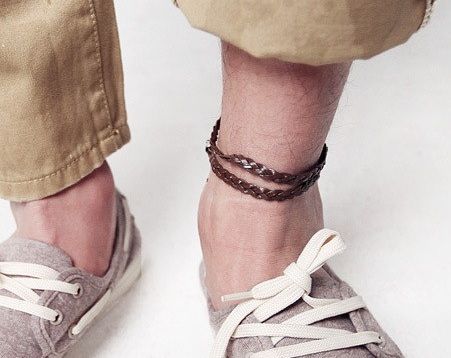 9 Handsome Mens Anklets in Different Designs Men Anklet, Men's Ankle Bracelet, Infinity Anklet, Leather Anklets, Diamond Fashion Jewelry, Flats Patterns, Anklet Bracelet, Anklet Jewelry, Braided Leather