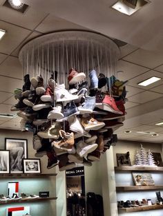 Image result for retail shoe display Shoe Chandelier, Diptyque Decor, Display Visual Merchandising, Shoe Store Design, Visual Merchandising Displays, Interior Vintage, Store Interiors, Retail Merchandising, Shoe Display