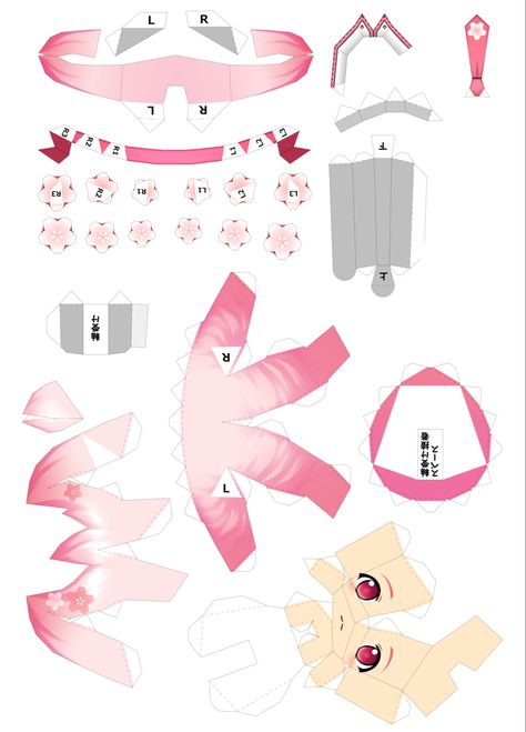 Sakura Miku Papercraft, Miku Papercraft, Paper Figures, Photo Cards Diy, Sakura Miku, Anime Paper, Paper Dolls Diy, 3d Paper Art, Paint Brush Art