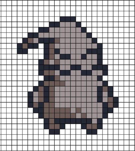 A pixel art template of Oogie Boogie (brown). Jack Skellington Fuse Beads, Nightmare Before Christmas Hama Beads, Beige Pixel Art, Oogie Boogie Pixel Art, Perler Bead Nightmare Before Christmas, Pixel Art Nightmare Before Christmas, Corpse Bride Pixel Art, Nightmare Before Christmas Pixel, Jack Skellington Perler Beads