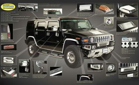 Hummer H2 Accessories, H2 Hummer, Hummer Truck, Chrome Accessories, Cars Wallpaper, Hummer H3, Hummer H2, Fj Cruiser, Fender Flares