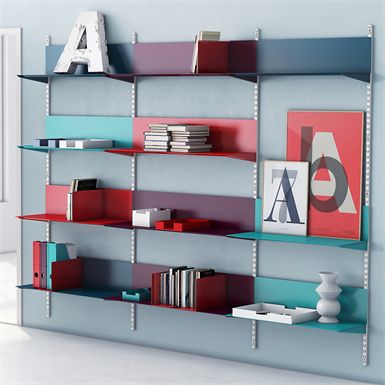 The permanent wall system is strong, simple and flexible. The wall rail is mounted vertically on the wall and have perforated holes all the way for easy height adjustment of the brackets and shelf ends. It is an easy and affordable shelving... Wooden Shelf Brackets, Wall Mounted Shelving Unit, Wall Shelving Systems, Wall Railing, Shelf Paper, Shelving Solutions, Shelf System, Autodesk Revit, Metal Shelf