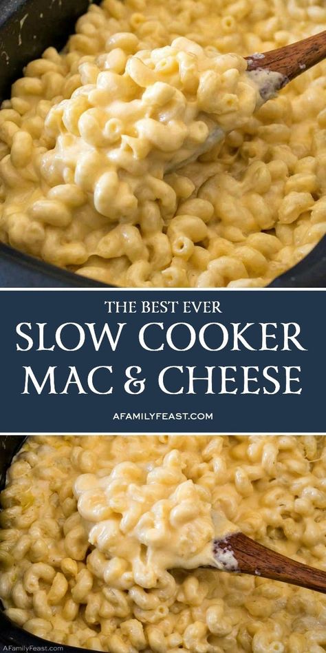 Slow Cooker Mac & Cheese Crockpot Velveeta Mac And Cheese, Slow Cooker Macaroni And Cheese Recipe, Slow Cooker Mac Cheese, Slow Cooker Mac And Cheese, Crockpot Mac N Cheese Recipe, Crockpot Mac And Cheese, Slow Cooker Pasta, Mac Cheese Recipes, Dump Meals