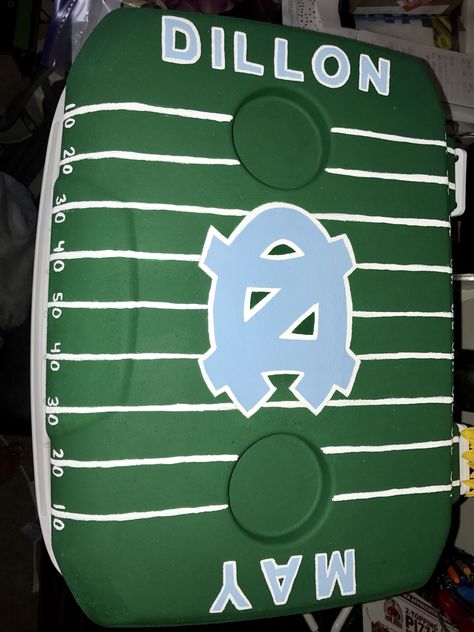 Frat cooler UNC Chapel-Hill football field logo #frat #coolers #fraternity #football #field #painting #deltasigmaphi #logo #carolina #unc #tarheels Unc Frat Cooler, Football Field Painting, Mountain Weekend Cooler, Delta Sigma Phi, Frat Coolers, Unc Chapel Hill, Unc Basketball, Field Painting, Unc Tarheels