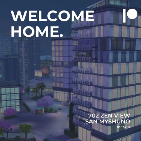 702 Zen View Apartment Sims 4 San Myshuno Builds, Sims 4 Balcony, Balcony With Hot Tub, Sims 4 City Living Apartments, San Myshuno Apartment, Sims 4 San Myshuno Apartment, City Living Apartment, Spacious Balcony, Private Elevator