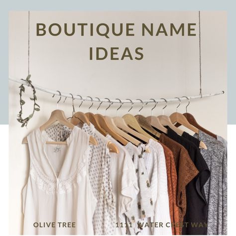 Are you opening up a bridal, maternity, thrift, or beauty boutique? Here are some awesome name ideas to get you started as well as some tips for finding that perfect boutique name. Boutique Store Names, Online Thrift Shop Names Ideas, Name For Shop Clothes, Bridal Boutique Names Ideas, Western Boutique Names Ideas, Online Thrift Store Name Ideas, Online Boutique Names Ideas, Boutique Names Ideas Inspiration, Online Clothing Shop Name Ideas