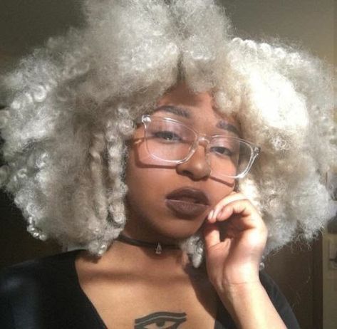 White Afro, Cloud Hair, Dyed Natural Hair, Black Hairstyles, Colorful Hair, Colored Hair, Hair Reference, Grunge Hair, Inspired Fashion