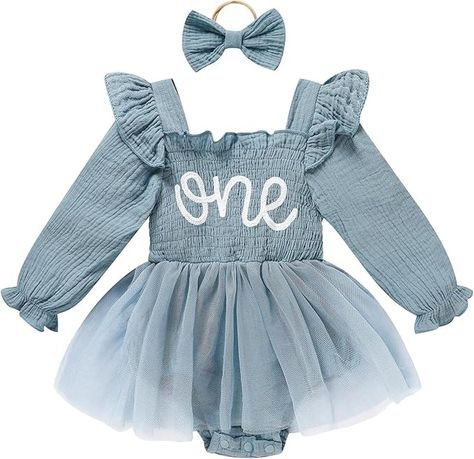 Amazon.com: TITKKOP Baby Girl 1st Birthday Clothes One Year Old Tulle Romper Long Sleeve Bodysuit Cake Smash Outfits(blue,9-12M): Clothing, Shoes & Jewelry Birthday Dress Long Sleeve, Baby Girl First Birthday Dress, Birthday Clothes, First Birthday Dress, First Birthday Outfit Girl, Romper Long Sleeve, Girl 1st Birthday, First Birthday Dresses