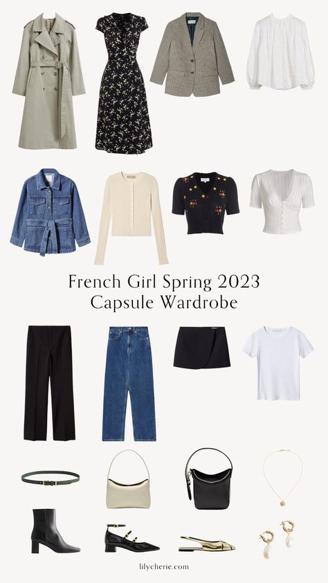 French Girl Capsule Wardrobe, Parisian Style Spring, Capsule Wardrobe 2023, Parisian Chic Outfits, Style Parisian Chic, French Outfits, French Style Clothing, Chic Capsule Wardrobe, Wardrobe Checklist