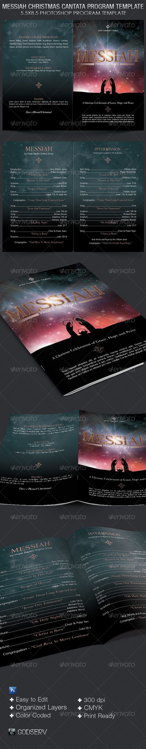 Messiah Christmas Cantata Program Template - $8.00 The Messiah Christmas Cantata Program Template is for events during the Christmas season. Great for Christmas Plays, Pageants, Cantatas etc. Christmas Party Program Flow, Christmas Party Program, Program Flow, Christmas Plays, The Messiah, Christmas Program, Christmas Play, Charity Organizations, Church Events