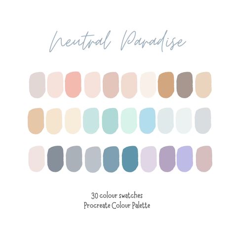 Procreate Pastel Palette, Aesthetic Color Palettes Procreate, Neutral Pastel Color Palette, Coding Notes, Ipad Illustration, Color Palette Procreate, Procreate Color Palette, Hex Color, Colour Pallets