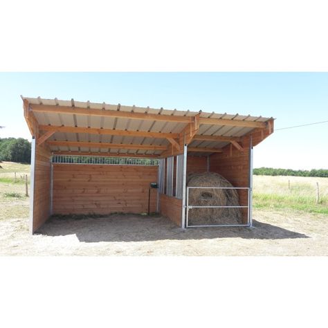 Cow Stable Ideas, Horse Shelter With Hay Storage, Horse Pasture Shelter, Run In Shed For Horses, Hay Storage Ideas, Cow Stall, Diy Shelter, Simple Horse Barns, Pasture Shelter