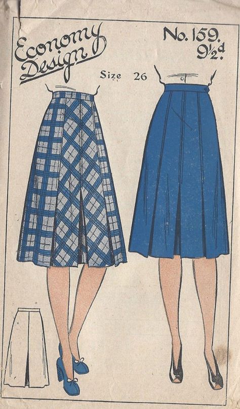 1940s-Vintage-Sewing-Pattern-SKIRT-WAIST26-R609-251149759817 Economy Design, Sewing Patterns Skirt, Lindy Hop, Pattern Skirt, Scale Pattern, Couture Mode, Skirt Patterns Sewing, Couture Vintage, 1940s Fashion