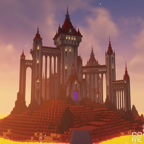 Minecraft Nether Castle Ideas, Minecraft Nether Fortress Ideas, Minecraft Nether Base Design, Nether Fortress Build, Black Castle Minecraft, Minecraft Vampire Build, Vampire Castle Minecraft, Minecraft Nether Fortress, Minecraft Mega Base Ideas Survival