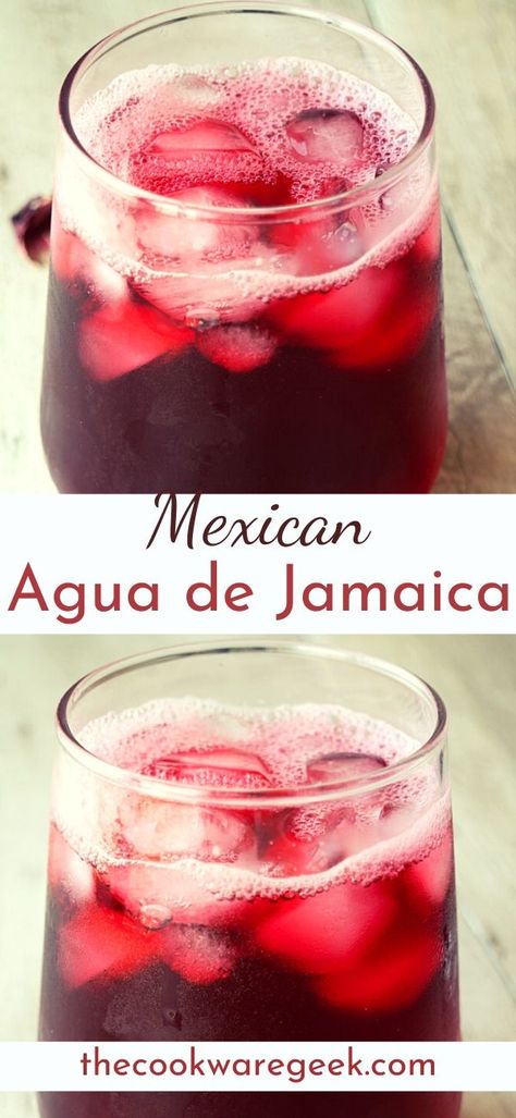 Jamaica Water Recipes, Jamaica Mexican Drink, Mexican Hibiscus Drink, Jamaican Hibiscus Drink, Agua Fresca Hibiscus, Homemade Mexican Drinks, Agua Fresca Jamaica, How To Make Agua De Jamaica, Jamaica Juice Recipes