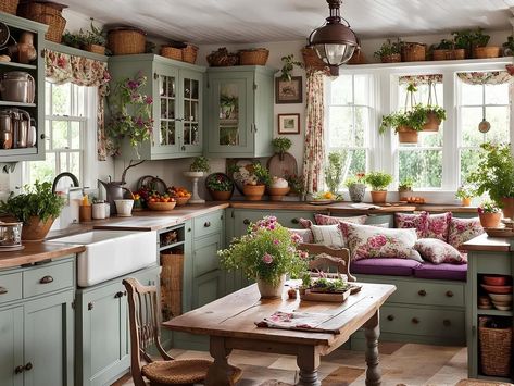 Cute Cottage Interior, Cottage Core House Interior, Cottage Core Apartment, Cottage Kitchen Inspiration, Cottage Core Kitchen, Modern Rustic Bedrooms, Kitchen 2022, English Cottage Interiors, Cottage Core Home