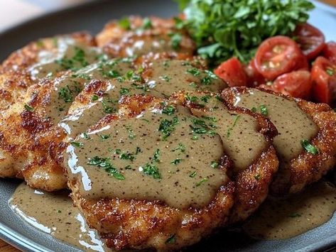 From Farm to Fork: Wisconsin’s Pork Schnitzel with Rich Dijon Gravy Recipe! - NewsBreak Dijon Gravy, Pork Schnitzel Recipe, Baked Bbq Chicken Recipes, Baked Potato Salad Recipe, Chicken Bacon Ranch Wrap, Schnitzel Recipe, Farm To Fork, Pork Schnitzel, Crockpot Turkey