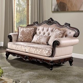 Furniture of America Beatrice Traditional 3-Seater Sofa with Button Tufted Back and Accent Pillow - Bed Bath & Beyond - 40344368 Azure Sofa, Summer Furniture, Sofa Manufacturers, Traditional Sofa, Furniture Sofas, Beautiful Sofas, Brown Sofa, Living Room Furniture Sofas, Furniture Of America