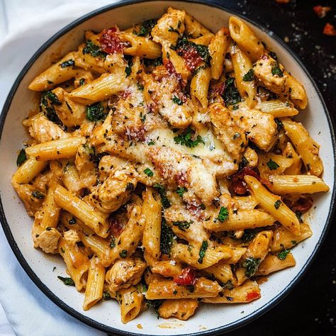 Pasta With Dried Tomatoes, Marry Me Chicken Pasta, Tuscan Chicken Pasta, Clean Eating Ideas, Marry Me Chicken, Good Food Recipes, Healthy Meal Plan, Pasta Ingredients, Tuscan Chicken