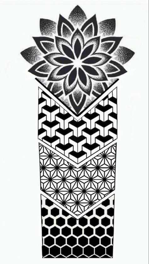 Geometric Tattoo Hand, Geometric Tattoo Sleeve Designs, Mandala Tattoo Sleeve, Geometric Mandala Tattoo, Geometric Sleeve Tattoo, Tattoo Filler, Forearm Band Tattoos, Band Tattoo Designs, Armband Tattoo Design