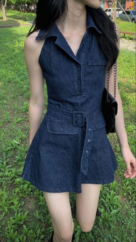 Denim Mini Dress Outfit, Paddock Outfit, My Boards, Korean Girl Fashion, Easy Trendy Outfits, Simple Trendy Outfits, U Can, Kpop Fashion Outfits, Kpop Outfits