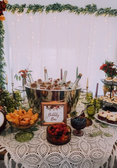 Boho Chic Shower Ideas, Sangria And Mimosa Bar, Earthy Boho Bridal Shower Ideas, Boho Mimosa Bar Ideas, Wedding Shower Ideas Boho, Boho Wedding Shower Food, Summer Boho Bridal Shower Ideas, Boho Wine Bar, Boho Drink Station