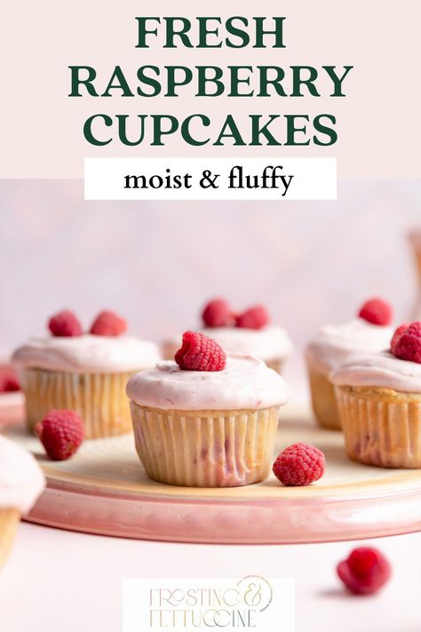 This easy raspberry cupcake recipe is made from scratch with fresh raspberries, but can be made with frozen raspberries too. The cake has light and moist vanilla flavor. Top these berry cupcakes with raspberry cream cheese frosting and garnish with more raspberries! Raspberry Cupcake Recipes, Raspberry Cream Cheese Frosting, Berry Cupcakes, Raspberry Cream Cheese, Raspberry Cupcakes, Frozen Raspberries, Raspberry Cream, Vanilla Flavor, Fresh Raspberries