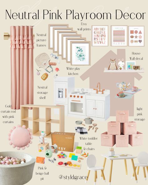 Neutral pink playroom decor 🎀🤍 All of Londyns big playroom items are linked! Toddler playroom, baby girl playroom, kids playroom, playroom organization, toddler girl playroom, girl playroom, neutral playroom, pink playroom, toddler toys, toddler ballpit, toddler table, playroom decor, playroom decor inspo, playroom inspiration, Etsy playroom finds, amazon playroom organization, Amazon playroom decor Girl Playroom Decor, Playroom Ideas Girl, Girls Toy Room, Girl Playroom Ideas, Amazon Playroom, Toddler Girl Playroom, Toddler Playroom Storage, Girls Playroom Ideas