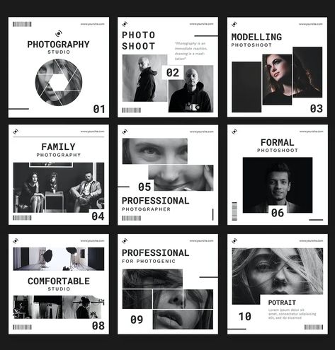 Photography Page Instagram, Instagram Feed For Designers, Photography Social Media Design, Instagram Ad Template, Portfolio Instagram Feed, Photography Feed Instagram, Instagram Feed Photography, Instagram Post Design Minimalist, Instagram Feed Layout Design