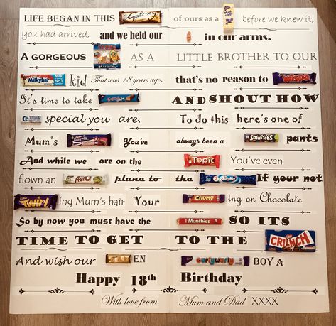 18th birthday chocolate story board. Chocolate lovers gift. Unique chocolate story gift. Birthday candy card. Birthday Chocolate Bar Card, Chocolate Board, Uk Chocolate, Chocolate Lovers Gift, Candy Card, Chocolate Bar Card, Chocolate Card, Birthday Chocolate, Notice Boards