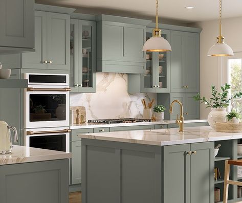 Timeless and Sophisticated Green-Tone Kitchen Cabinets- Diamond Cabinets Home Kitchen Color Ideas, Kitchen Renovation Hacks, Renovation Hacks, Kitchen Interior Ideas, Kitchen Pantry Ideas, Diy Kitchen Hacks, Kitchen Organization Hacks, Diamond Cabinets, Sage Kitchen