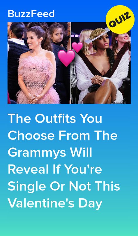 The Outfits You Choose From The Grammys Will Reveal If You're Single Or Not This Valentine's Day Grammys Looks, Valentines Quiz, Wedding Dress Quiz, Outfits Quiz, Movie Quizzes, Mind Blowing Pictures, Playbuzz Quizzes, Cute Valentines Day Outfits, Relationship Quizzes