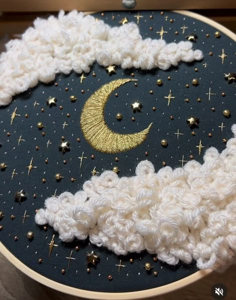 One Punch Man Embroidery, Embroidered Constellations, Universe Embroidery, Night Sky Embroidery, Galaxy Embroidery, Celestial Embroidery, Cloud Embroidery, Sky Embroidery, Space Embroidery