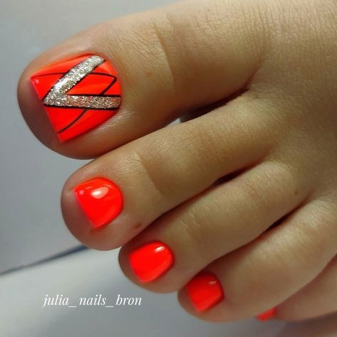 Subtle Manicure, Orange Toe Nails, Nail Art Orange, Nail Nail Designs, Toenail Art Designs, Spring Pedicure, Feet Nail Design, Pedicure Designs Toenails, Toenail Designs