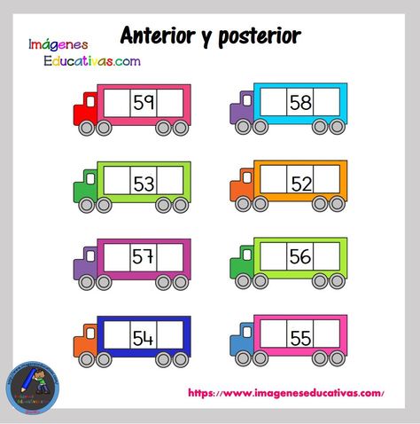 Fichas para trabajar orden numérico anterior y posterior - Imagenes Educativas Anterior Y Posterior, Math Multiplication Worksheets, Color Worksheets For Preschool, Kindergarten Math Worksheets Free, Preschool Math Worksheets, Teaching Numbers, Math School, Free Math Worksheets, Kids Math Worksheets