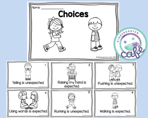 Social Emotional Learning for Kindergarten: Expected and Unexpected Choices | Kindergarten Cafe Learning For Kindergarten, Social Emotional Curriculum, Kindergarten February, Counseling Quotes, What Makes Me Happy, Social Emotional Activities, Activities For Kindergarten, School Social Work, Social Emotional Skills