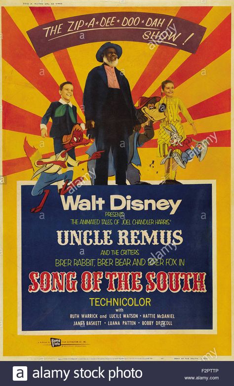 Download this stock image: Song of the South - Movie Poster - F2PTTP from Alamy's library of millions of high resolution stock photos, illustrations and vectors. Uncle Remus, South Movie, Hattie Mcdaniel, Song Of The South, Disney Movie Posters, Disney Live Action Movies, Disney Presents, Splash Mountain, Tom Sawyer