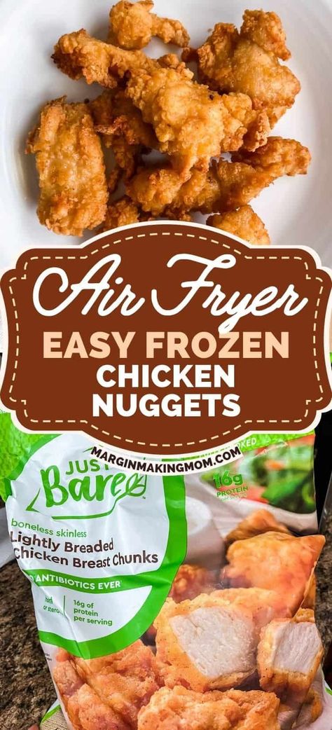 Put your air fryer to work and make frozen chicken nuggets in it! It's so easy, and we love the Just Bare nuggets from Costco. They cook so much faster in the air fryer compared to the oven, making it a big win in my book. Airfryer Chicken Nuggets Frozen, Bare Chicken Nuggets Air Fryer, Frozen Nuggets In Air Fryer, Air Fry Chicken Nuggets Frozen, Just Bare Chicken Nugget Recipes, Bare Chicken Nuggets Recipes, Air Fryer Chicken Nuggets Frozen, Bare Chicken Recipes, Just Bare Chicken Recipes