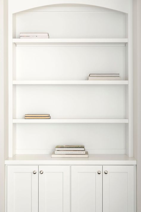 Bria Hammel Interiors Cb2 Bookshelf Styling, Curated Shelves, Classic Bookshelf Lights, Brass Bookshelf Lights, Frama Library Shelf, Bookshelves Aesthetic, Bria Hammel Interiors, Dnevna Soba, Bria Hammel