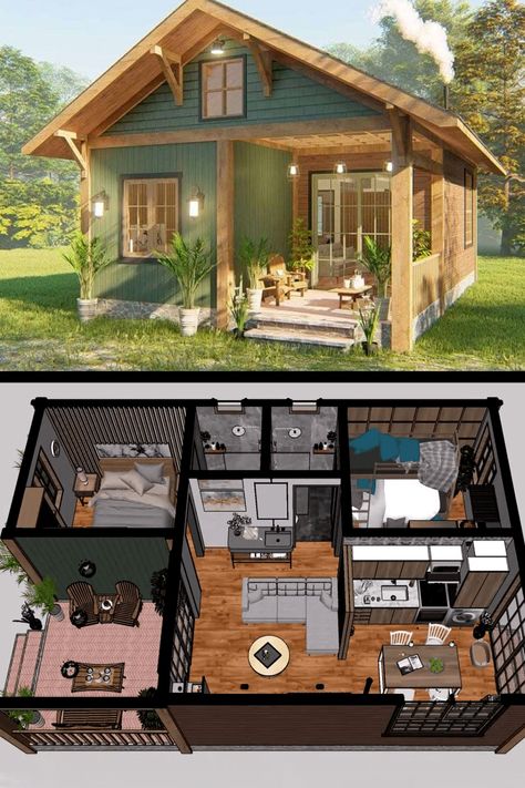 Small House Design Philippines, Small House Blueprints, Hut House, Small House Layout, Shed To Tiny House, Tiny House Decor, Sims 4 House Design, Model House Plan, Sims House Plans