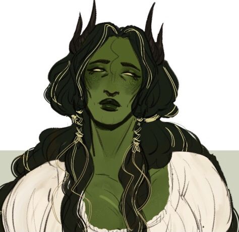 Tattoos For Dnd Characters, Fey Touched Tiefling, Green Tiefling Aesthetic, Tiefling Hair, Green Tiefling Male, Tiefling Hairstyles, Plus Size Dnd Character, Dryad Character Design, Dnd Tiefling Character Design