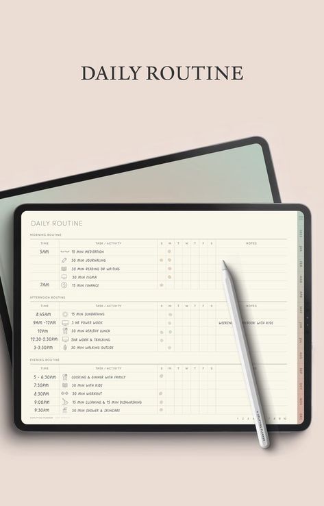 Digital Routines Tracker Morning Routines good notes templates Digital planner IPad Journal Goodnote notioncourseplanner #bestplannersformoms #onenotetemplate #digitalplannerlife🚩 Good Notes Templates, Free Notion Templates, Routine Tracker, Ipad Journal, Digital Planner For Ipad, Notes Templates, How To Believe, How To Stay Organized, Digital Planner Ideas