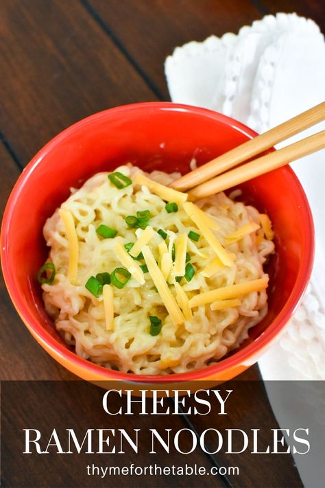 This Cheesy Ramen Noodle Recipe is a new spin on your favorite instant noodle recipe! Creamy cheesy ramen noodles are the perfect quick lunch! There are only a handful of ingredients in these cheese noodles. The ingredients that are required are all simple ingredients that are likely already in your fridge! Cheesy instant ramen may become a new favorite lunch idea! Cheesy Ramen Recipe, Cheesy Ramen Noodles, Cheesy Ramen, Ramon Noodles, Ramen Noodle Recipe, Ramen Noodles Recipe, Cheese Ramen, Cheese Noodles, Spicy Ramen