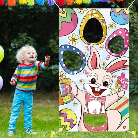 Ivenf Easter Toss Game, Eggs and Bunny Themed Banner with 4 Bean Bags, Fun Yard Game Supplies for Easter Party, Kids School Home Office Decorations Fun Easter Games, Carnival Activities, Funny Easter Eggs, Easter Games For Kids, Easter Party Games, Party Activities Kids, Yard Game, Spring Easter Eggs, Easter 2024