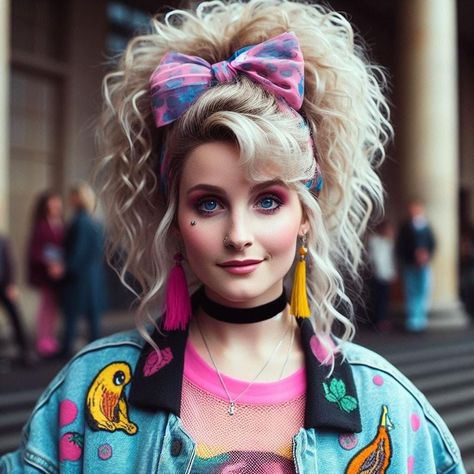 80s Hair Styles Women, Hair Styles From The 80's For Women, Vintage 80s Prom Dresses, Trendy 80s Inspired Outfits, 80s Hair Styles 1980s, 80s Pigtails, 80's Makeup And Hair, 80s Party Hairstyles 80 Hair Styles, 80s Hair Women